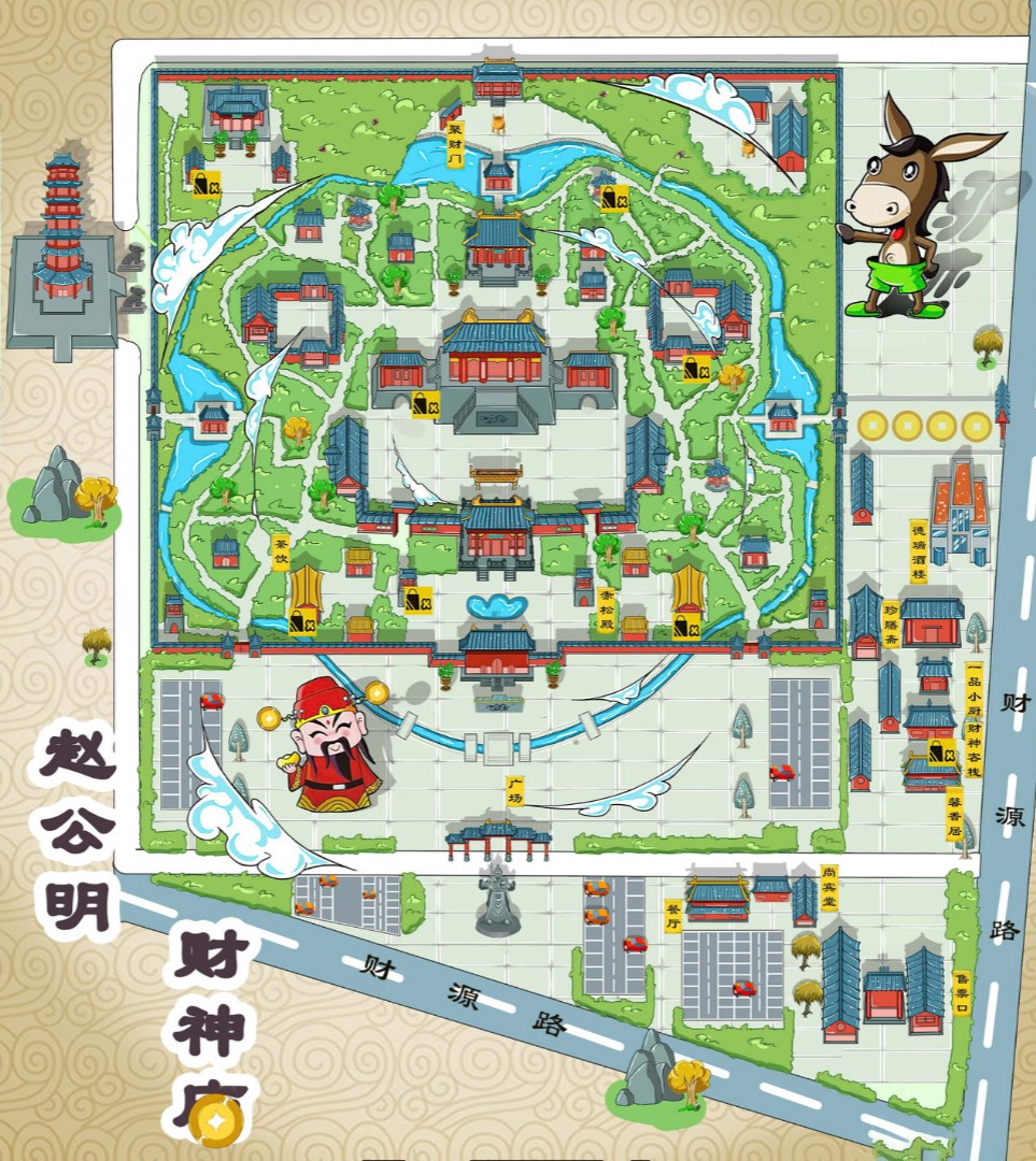 珠海寺庙类手绘地图